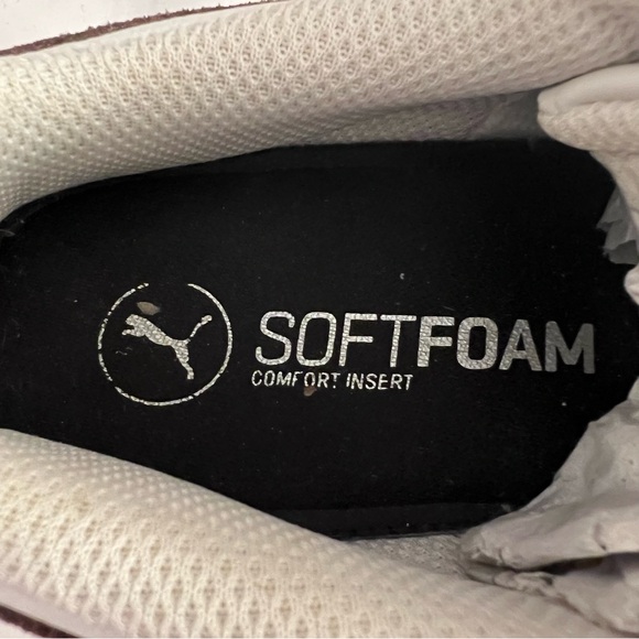 PUMA SNEAKERS, Women’s Sz 6.5, White Leather Sneakers w/ Snake Print Form Strip. - Picture 9 of 11